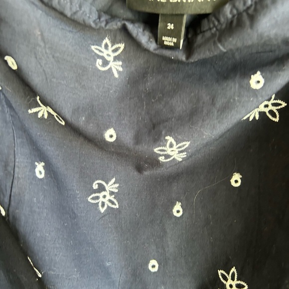 LANE BRYANT Off Shoulder Peplum Blouse Top Navy Blue White Embroidered Size 24 - Picture 5 of 15